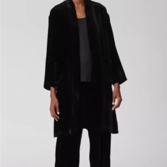 Eileen Fisher High Collar Long  Jacket SVelvet Size Small NWT -$438 - Picture 4 of 12